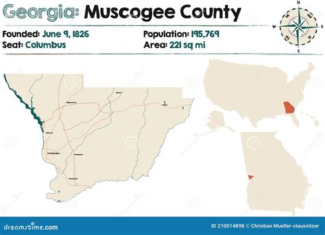 Map of Muscogee County in Georgia Stock Vector - Illustration of georgia, columbus: 210014898