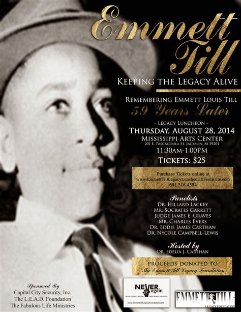 Remembering Emmett Till: Keeping The Legacy Alive 59 years later! Legacy Luncheon Thursday, Aug ...