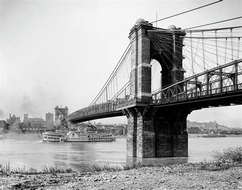 Cincinnati Roebling Bridge C. 1870 Photograph by Daniel Hagerman