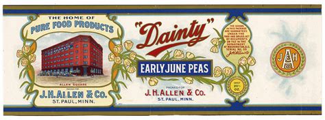 Dainty Brand Vintage St. Paul Minnesota Pea Can Label – thelabelman