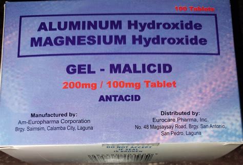 GEL MALICID ALUMINUM HYDROXIDE MAGNESIUM HYDROXIDE 200mg / 100mg ANTACID 100Tablets | Lazada PH