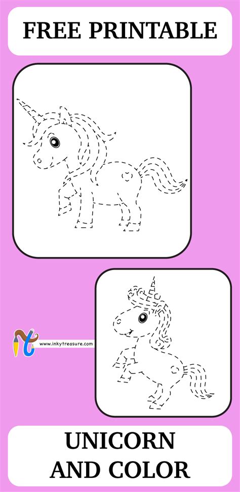 Unicorn Trace and color worksheet that’s packed full of fun fine motor skills practice. Kids ...