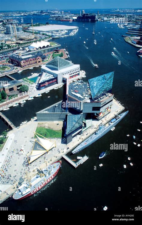 Aerial View of Baltimore Inner Harbor and National Aquarium Baltimore ...