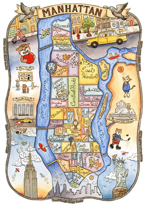 New York City Map Manhattan Art Print 11 X 14 - Etsy