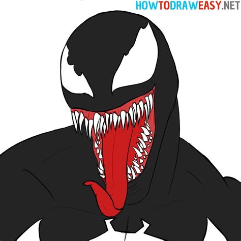 Venom Drawing Step by Step | How to draw venom, Venom face, Cartoon ...