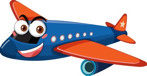 Airplane with face expression cartoon character on white background 2062916 Vector Art at Vecteezy