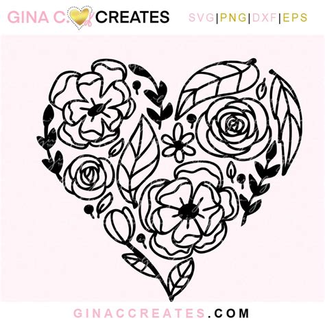 Floral Heart SVG Cut File