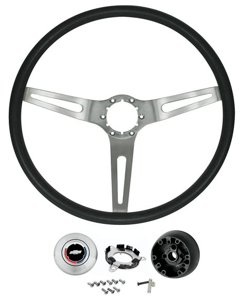 Steering Wheel Kit, 67-68 Camaro Chevelle Nova 67-72 Truck Sport - Black - Super Muscle Parts ...