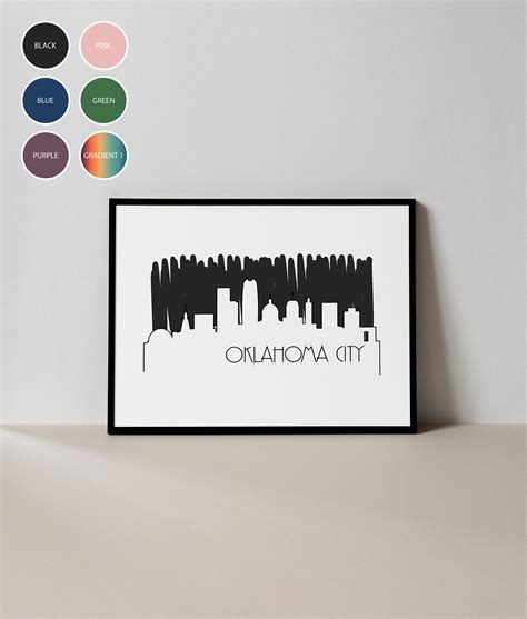 Oklahoma City City Skyline Print, Cityscape Art, Modern Skyline, Poster ...