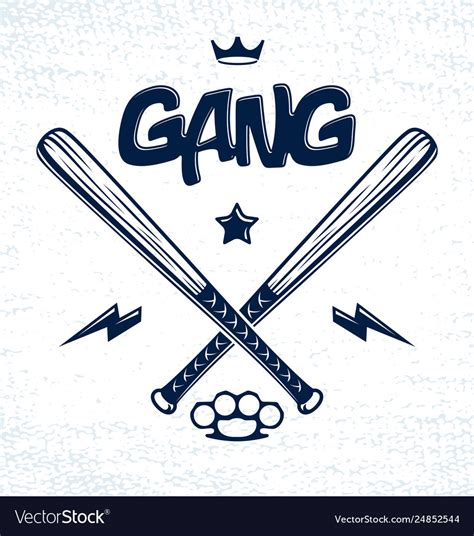 Baseball bats crossed criminal gang logo or sign Vector Image