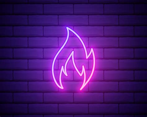 Neon fire icon. Elements in neon style icons. Simple neon flame icon ...