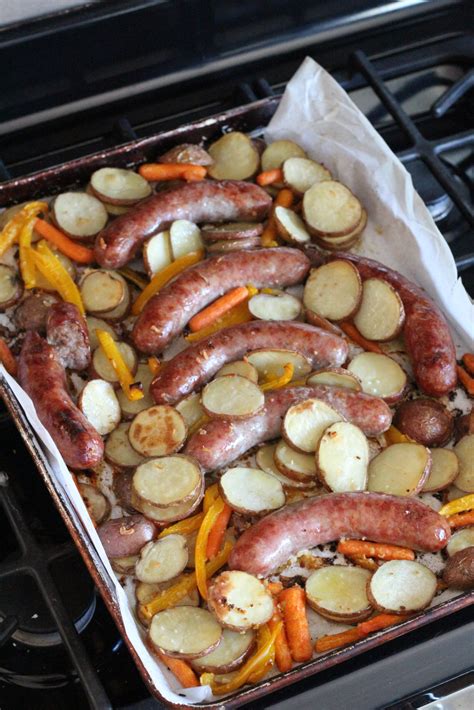 Sheet Pan Bratwurst, Potatoes and Veggies - BriGeeski