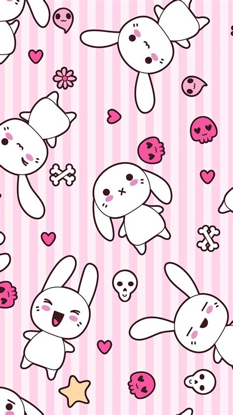 TAP AND GET FREE APP ⬆️ Cute girly anime bunnies on pink background wallpaper for iPhone 6 from ...