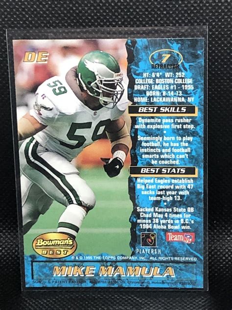 1995 Bowman's Best Refractors Philadelphia Eagles Football Card #R7 Mike Mamula | eBay