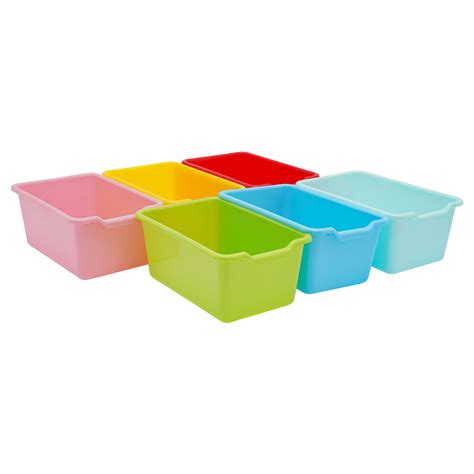 12 Pack Classroom Storage Bins, 6 Colors Small Plastic Baskets for ...