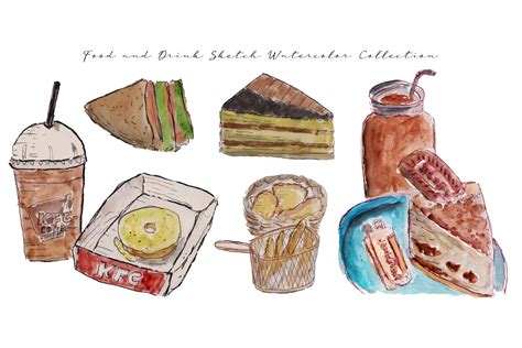 Food Sketch Watercolor Collection Graphic by fathurmutiah · Creative Fabrica