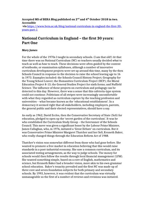 (PDF) National Curriculum in England - the first 30 years