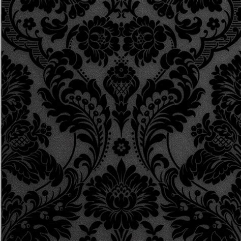 Graham & Brown Gothic Damask Noir Black Removable Wallpaper Sample 10658594 - The Home Depot