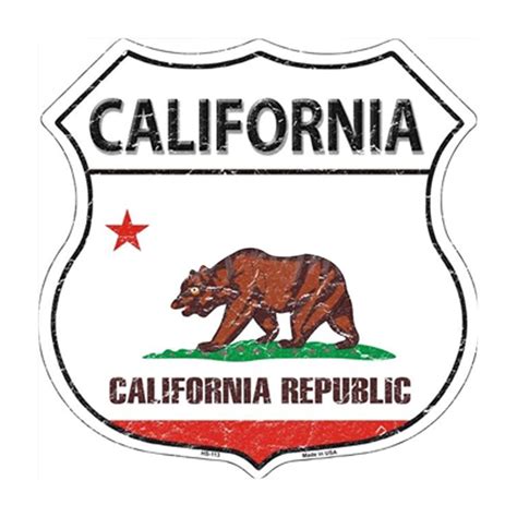 Hs-113 California State Flag Highway Shield Aluminum Metal Sign | California state flag, Metal ...