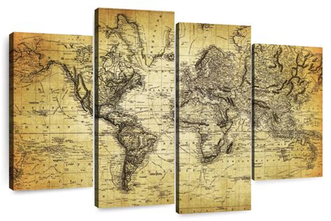 Sepia Vintage World Map Wall Art | Drawing