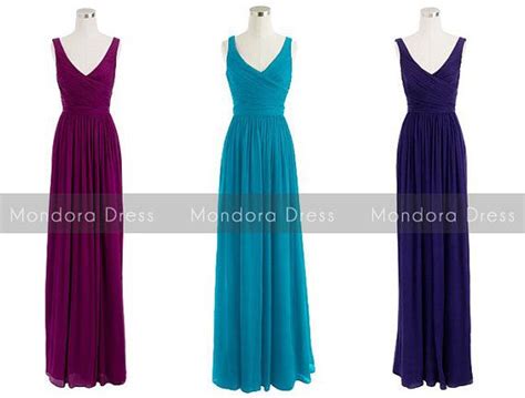 Long Chiffon Bridesmaid Dress-V Neck Bridesmaid Dress-Custom Made ...