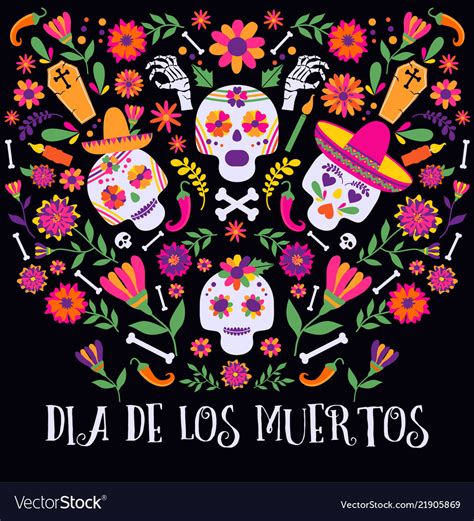 Day dead dia de los muertos banner Royalty Free Vector Image