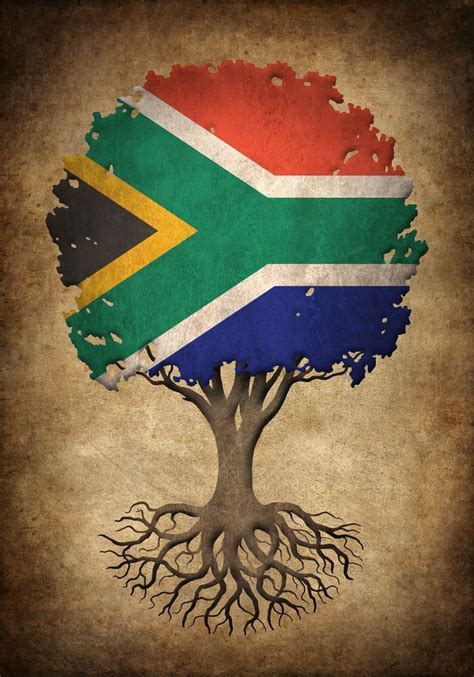 Vintage Tree of Life with Flag of South Africa Art Print