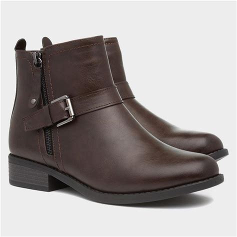 Lilley Womens Brown Flat Ankle Boot-180014 | Shoe Zone