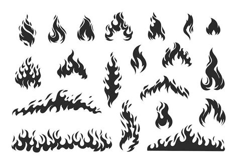 Premium Vector | Fire flame silhouette set. icon flare bonfire, bright ...