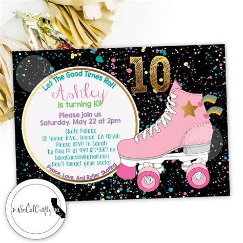 Roller Skating Birthday Party Invitation Roller Skates