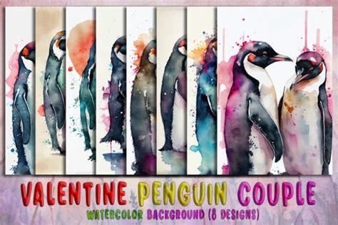 Valentine Penguin Couple Background Graphic by Meow.Backgrounds · Creative Fabrica