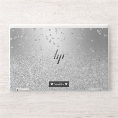 Silver glitter ombre metallic sparkles confetti HP laptop skin | Zazzle ...