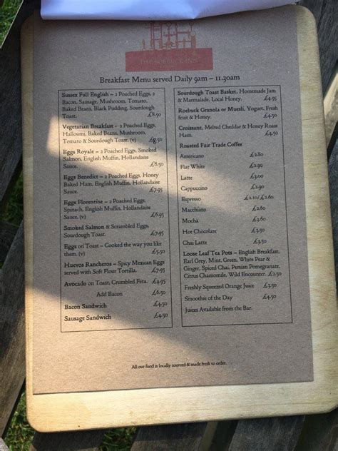 Menu at The Roebuck Inn pub & bar, East Hoathly