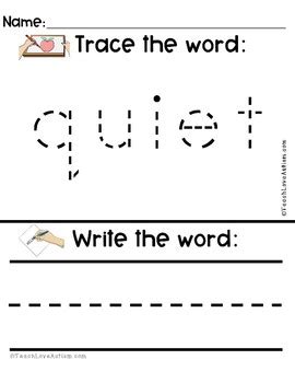 Core Vocabulary Worksheets: QUIET by Teach Love Autism | TpT