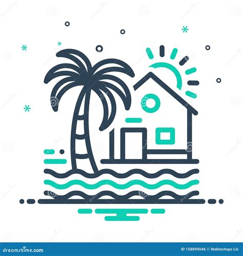 Mix Icon for Beach House, Maldives and Resort Stock Vector - Illustration of resort, sign: 158899046