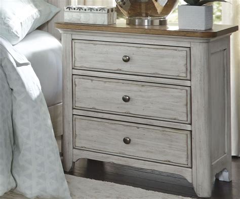 Farmhouse Reimagined Antique White 3 Drawer Nightstand from Liberty | Coleman Furniture