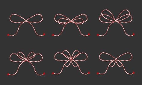 Premium Vector | Set of rope bows cord knot vector illustration