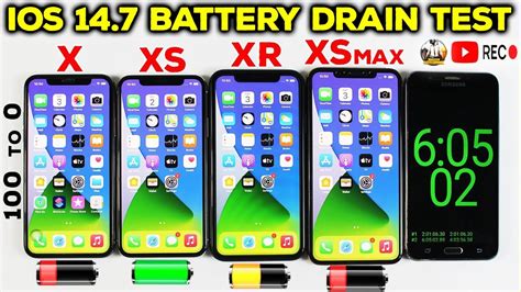 IOS 14.7 Battery Drain Test in 2021 | iPhone X vs iPhone XS vs iPhone ...