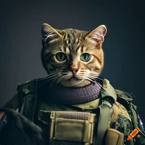 Cats in military uniforms on a mission on Craiyon