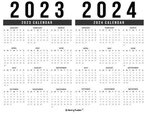 2023 2024 Calendar Free Printables - World of Printables