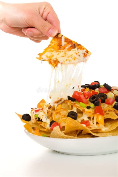 Melted Cheese Nachos on White Stock Photo - Image of mozzarella, nacho: 18468826