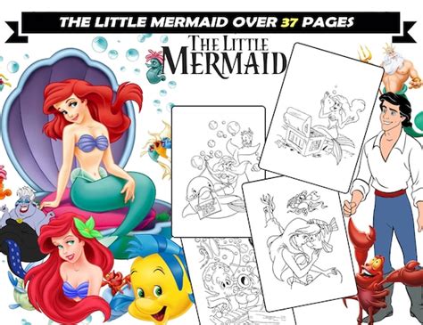 Little Mermaid Coloring Book for Kids Ariel Sebastian - Etsy