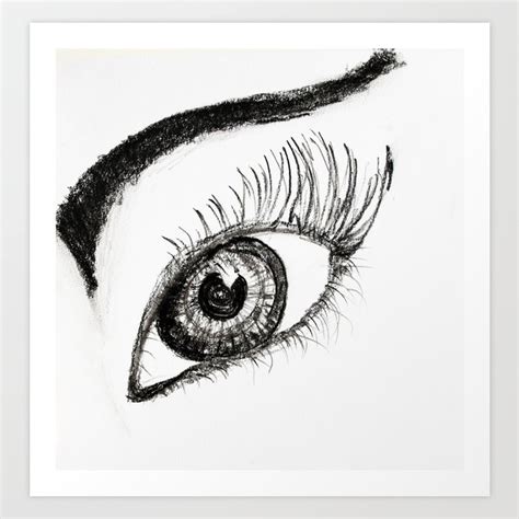 Eye drawing, black-white, charcoal Art Print by myartspace | Society6