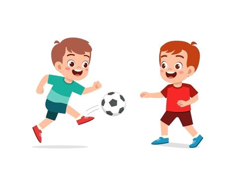 Kids Playing Football Cartoon