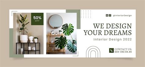 Free Vector | Flat interior design and home decor social media cover template