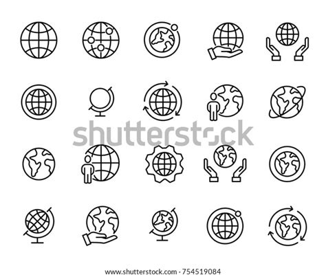 Simple Set Globe Related Outline Icons Stock Vector (Royalty Free) 754519084 | Shutterstock