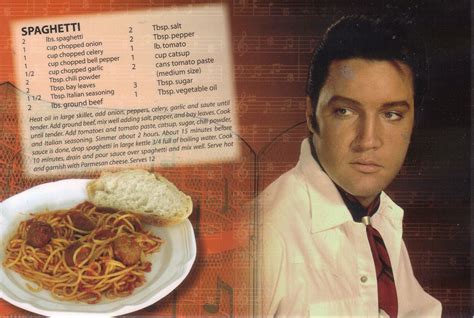 Elvis Presley Spaghetti | Celebrity recipes, Vintage recipes, Retro recipes