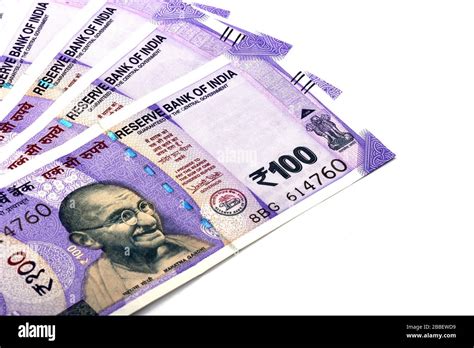 Indian currency of 100 rupee note on white isolated background, Indian ...