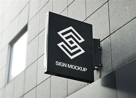 Free Square Wall Mounted Sign Mockup PSD - Good Mockups