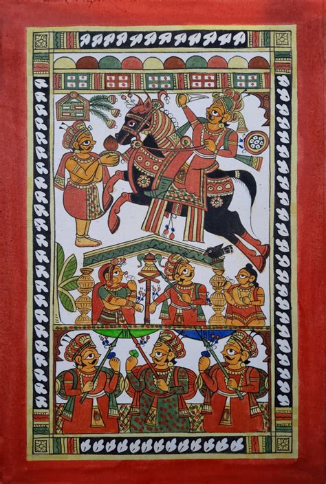 Pabu ji Marriage - Phad painting (12" x 18") - International Indian ...